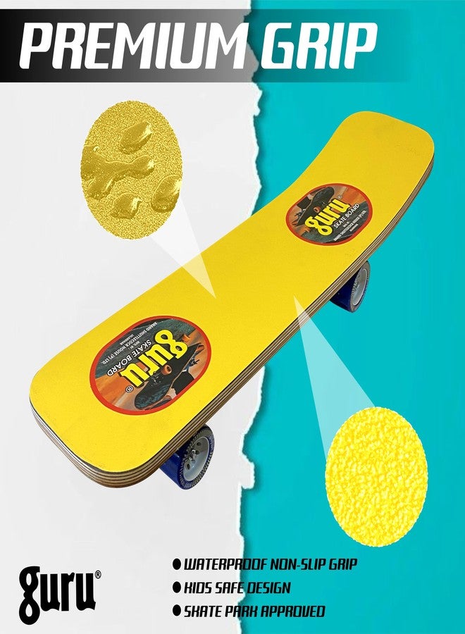 جورو لوح تزلج خشبي متوسط الحجم غير قابل للانزلاق من GURU للأطفال والكبار، مقاس 24 بوصة × 6 بوصات (أصفر، عبوة من قطعة واحدة) - Image 3